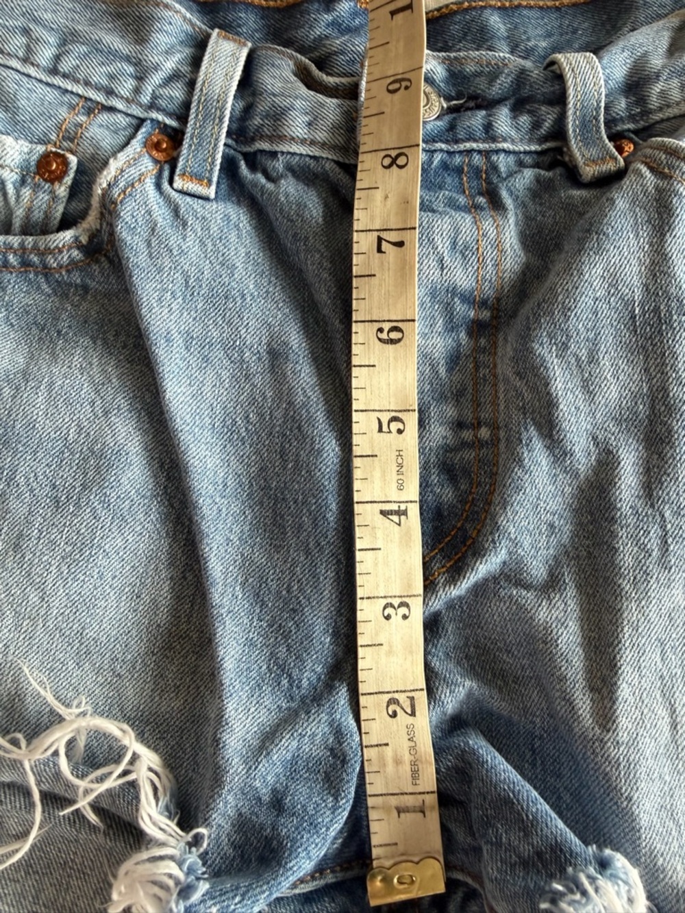 Levis 501 Shorts Distressed Raw Hem 27 - Picture 7 of 8